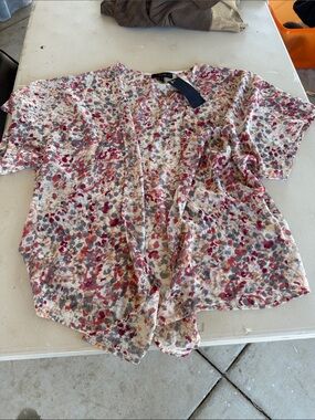 NWT Eclair Women’s Floral Open-Front Kimono Style Cardigan in Cranberry